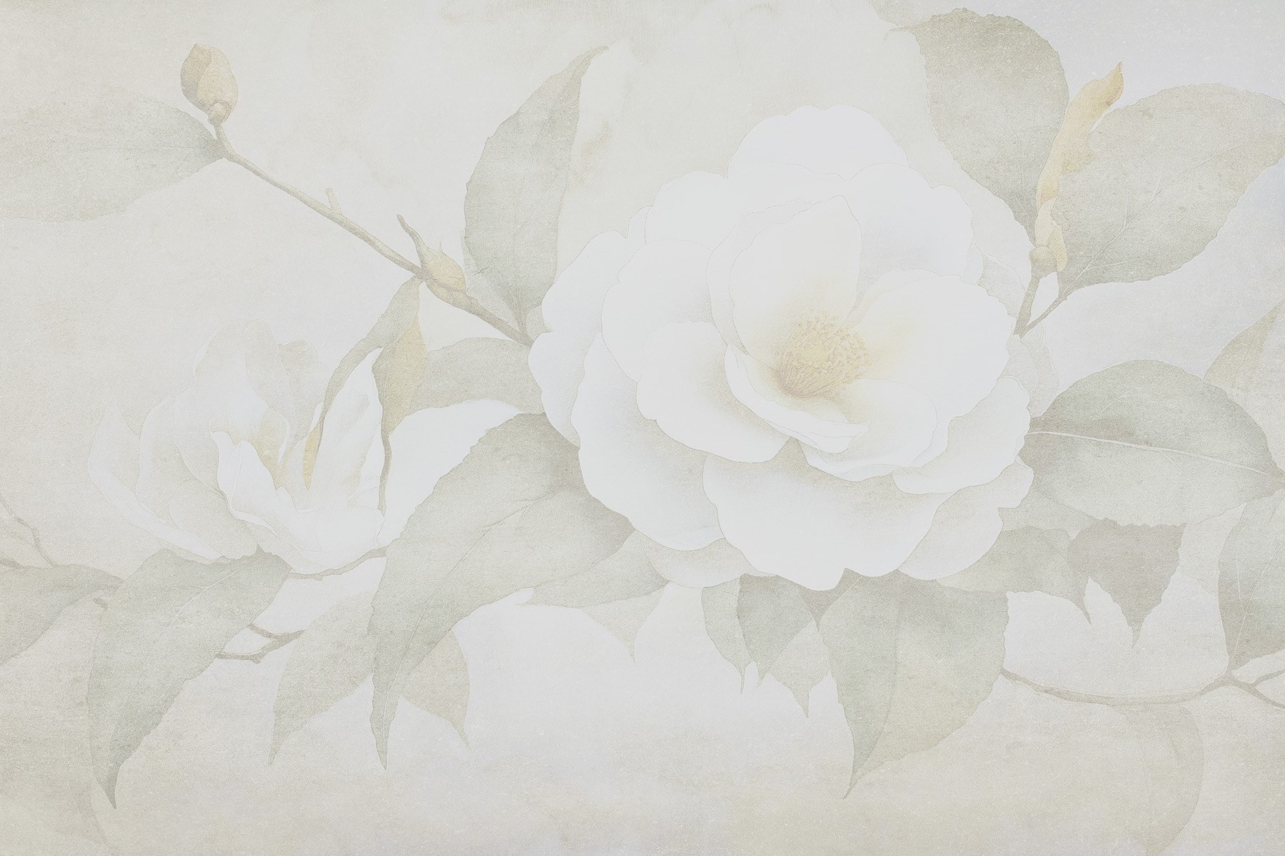 White flower with green leaves