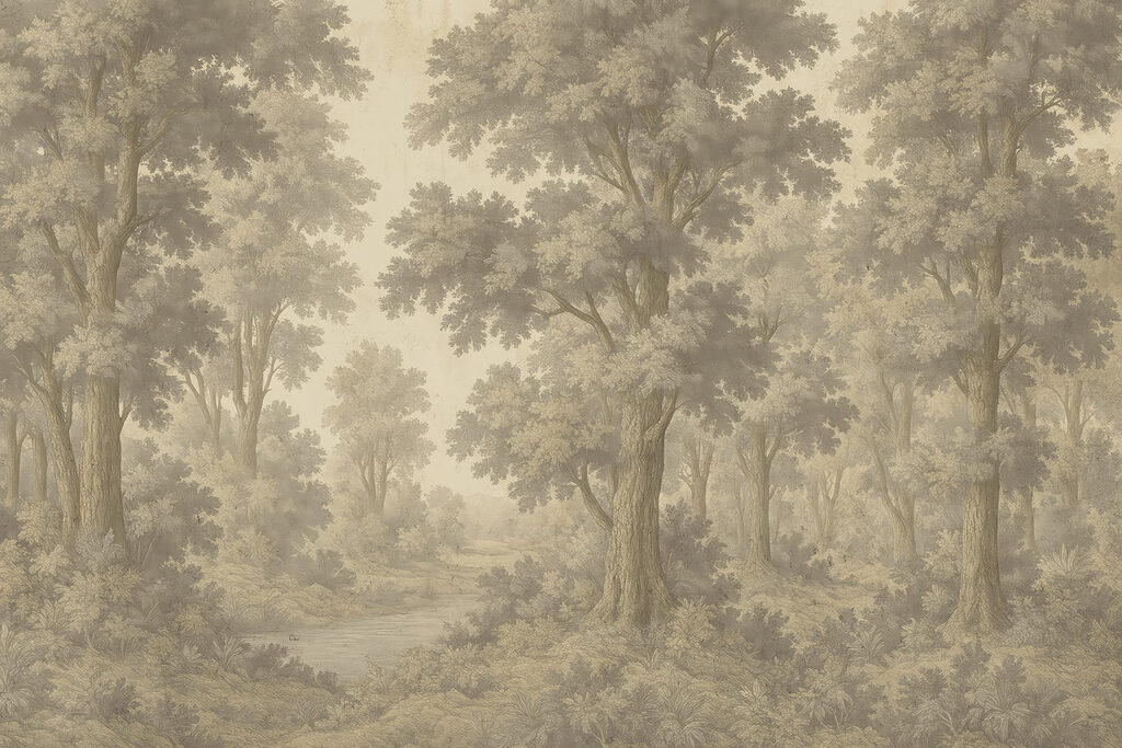 Paisagem com árvores e um rio Paisagem com árvores e um rio