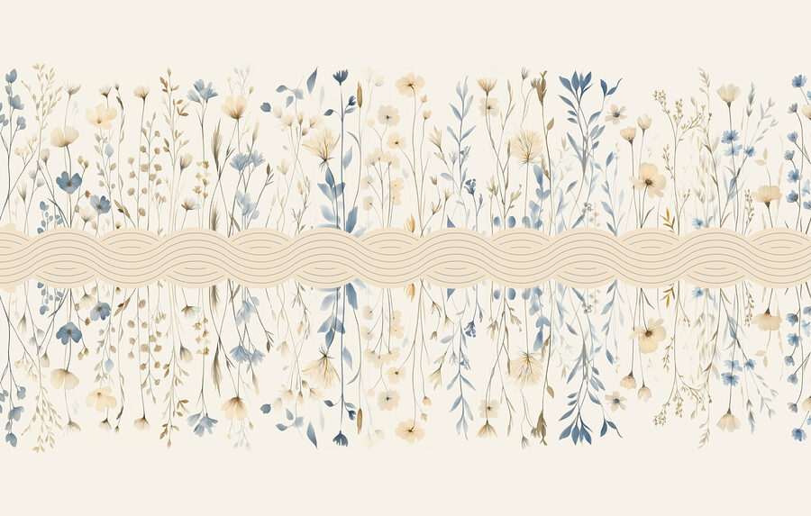 Padrão floral com flores azuis e brancas