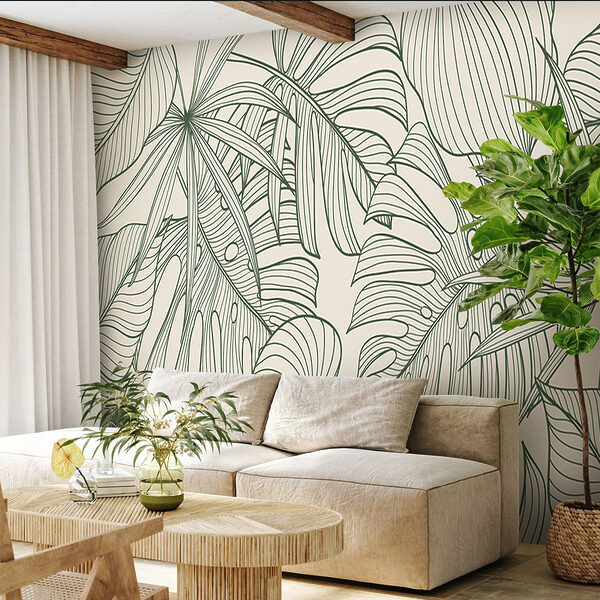 Desenho elegante com padrão de folhagem verde. Desenho elegante com padrão de folhagem verde.