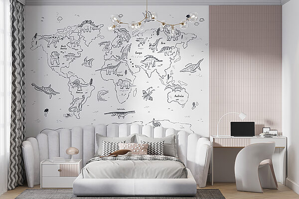 Um mapa do mundo com dinossauros Um mapa do mundo com dinossauros