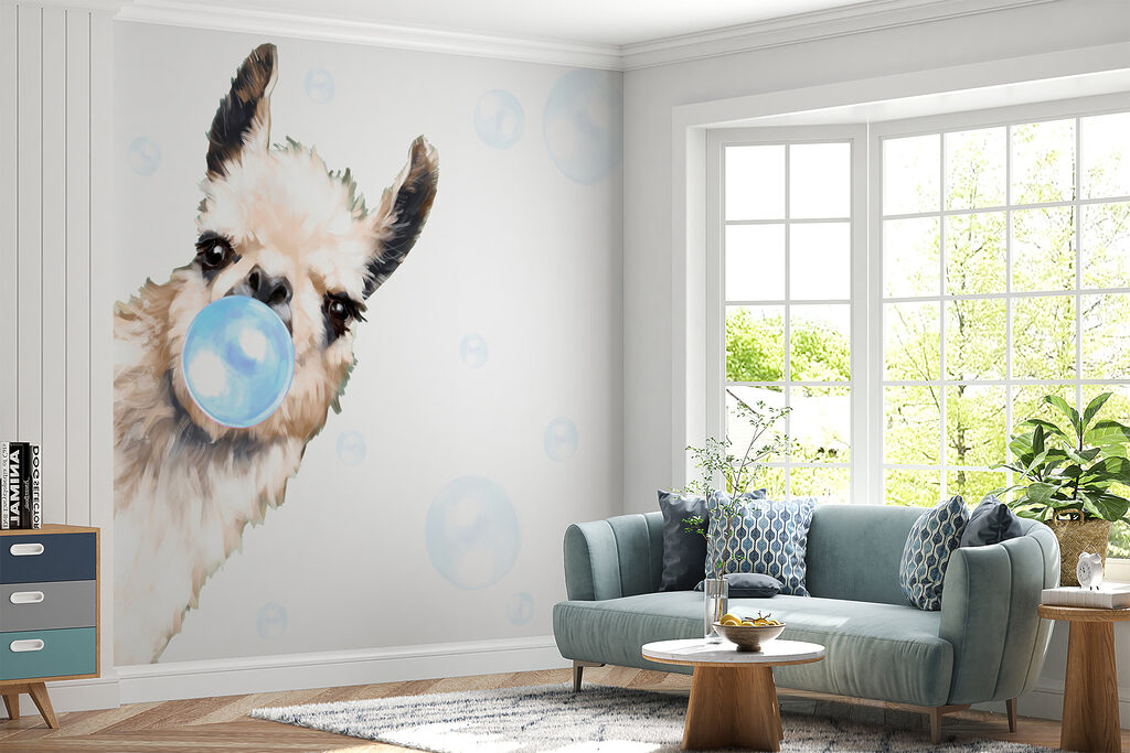 A llama blowing bubbles