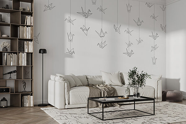 A group of origami birds