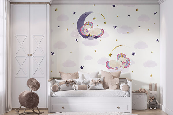 Um unicórnio a dormir na lua Um unicórnio a dormir na lua