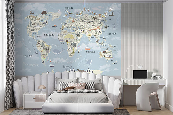 Um mapa do mundo com animais Um mapa do mundo com animais