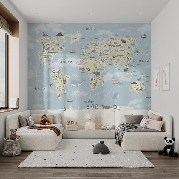 Um mapa do mundo com animais Um mapa do mundo com animais