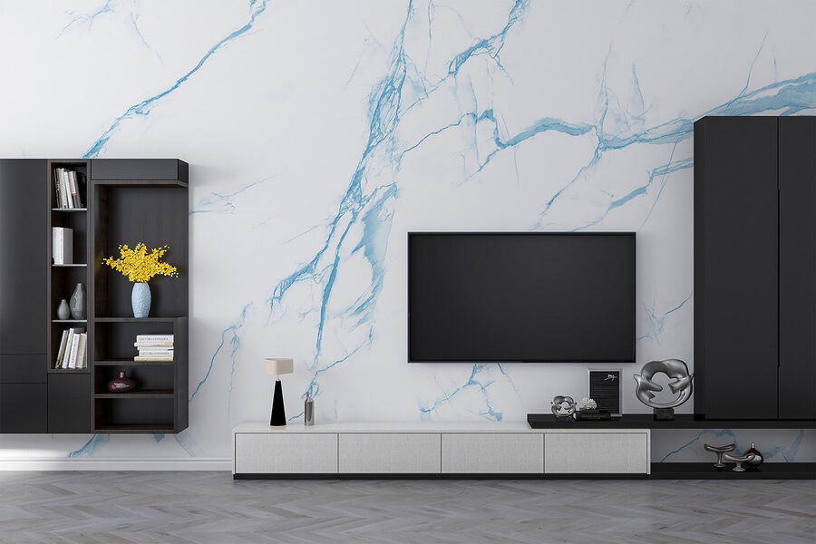 Um mármore branco e azul