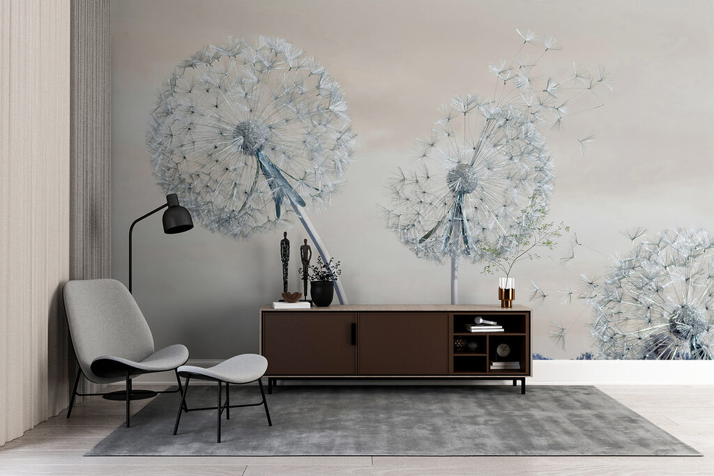 A group of dandelions with seeds A group of dandelions with seeds