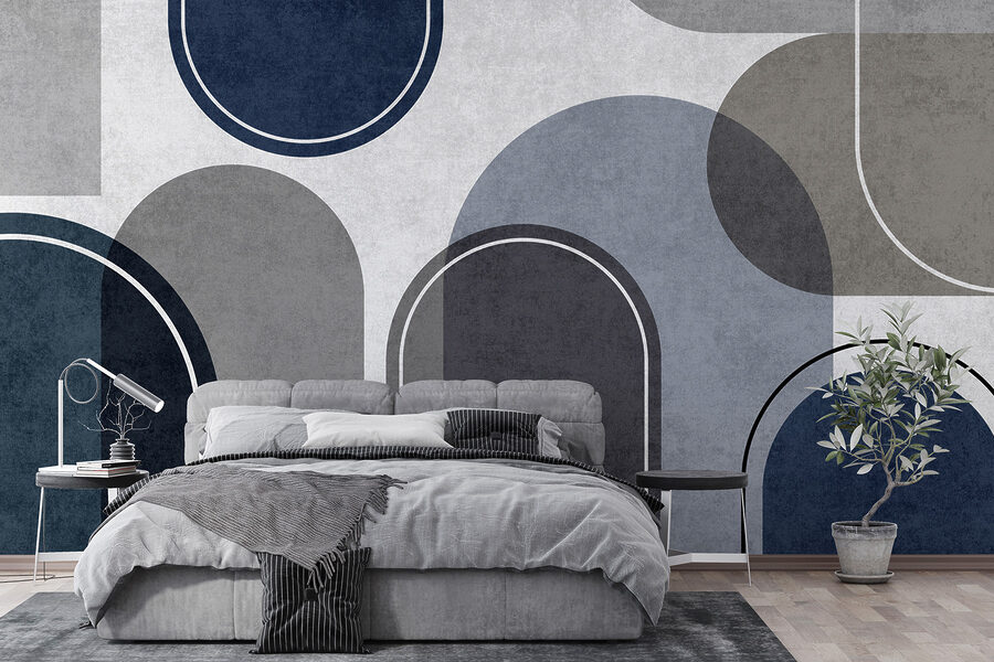 Formas abstractas modernas em tons suaves.