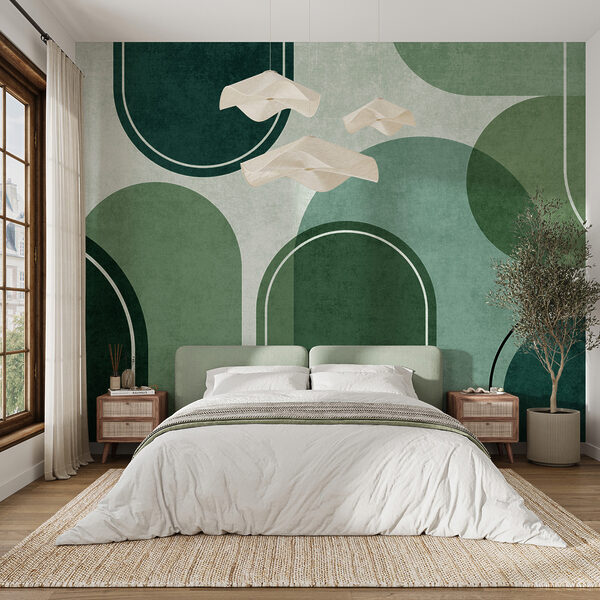 Um fundo verde e branco com ovais e ovais Um fundo verde e branco com ovais e ovais