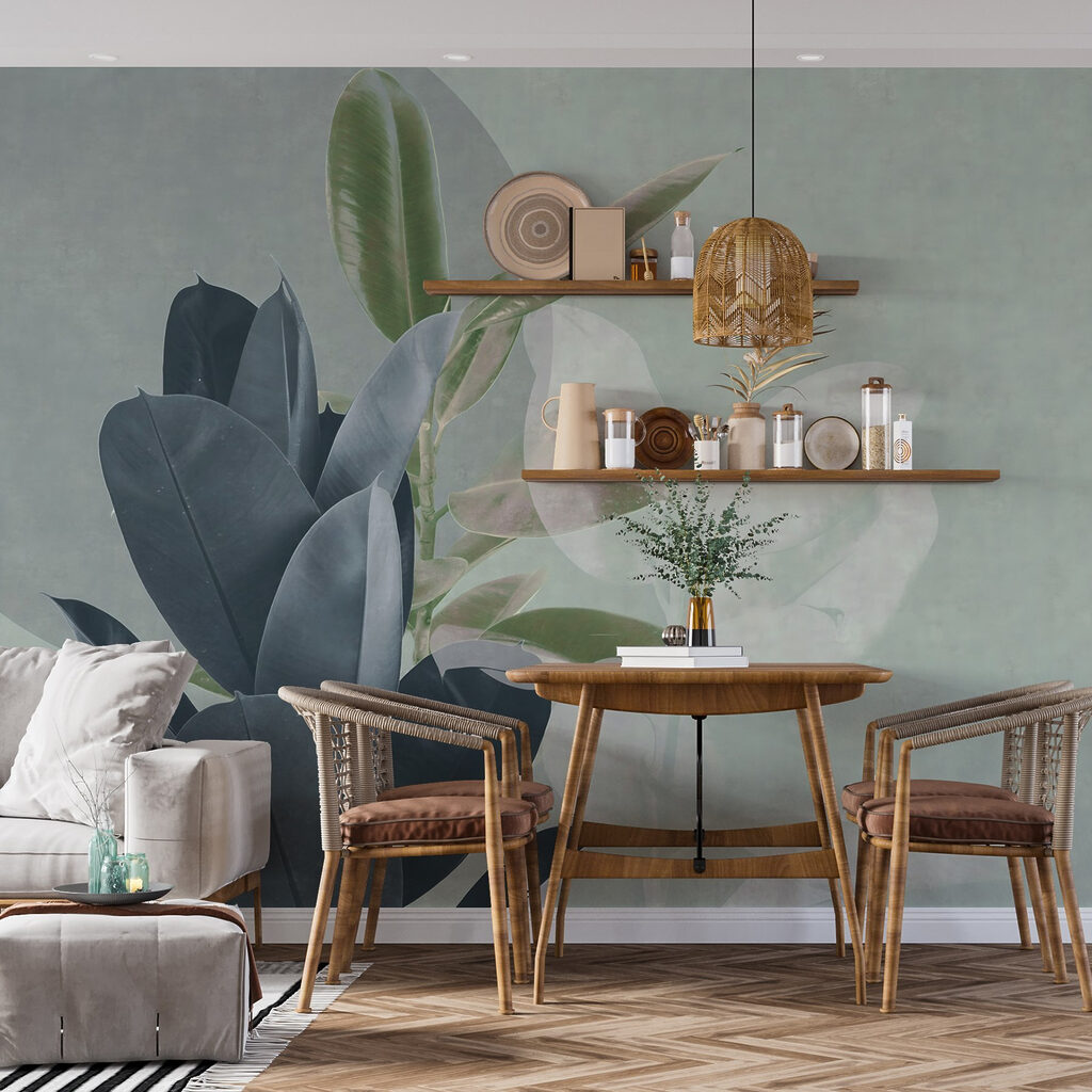Elegant leaves on a pastel backdrop