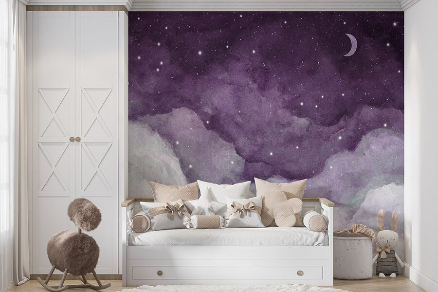 Papel de parede Um céu púrpura com nuvens e estrelas - Image 2