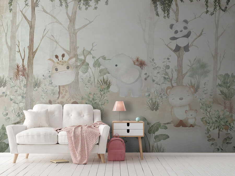 Papel de parede com animais na floresta