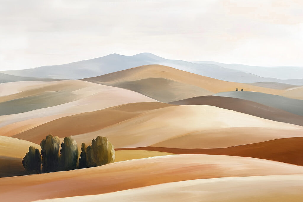 Paisagem de colinas e árvores Paisagem de colinas e árvores