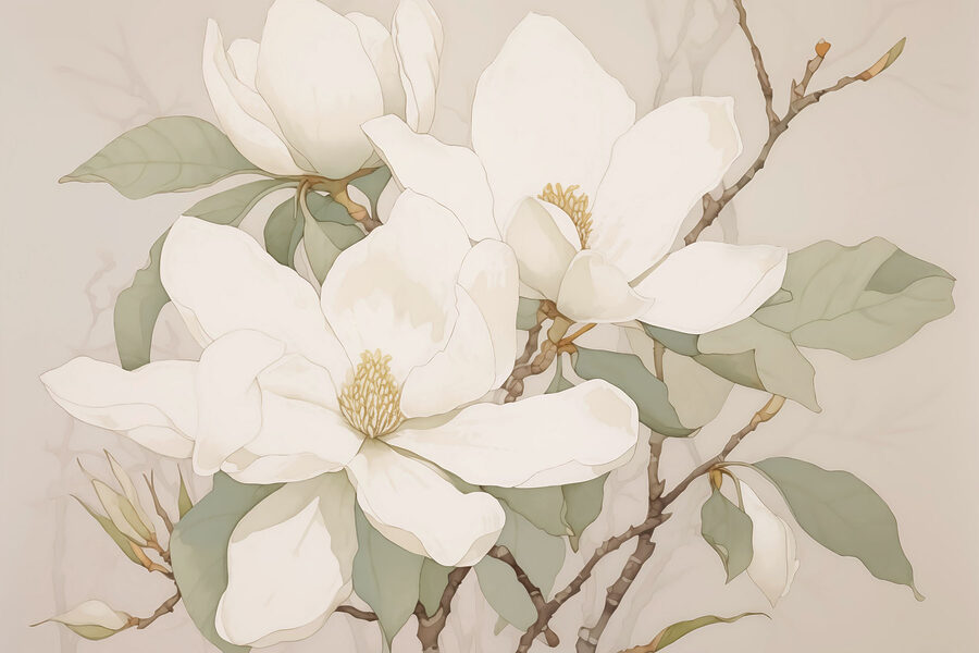 Pintura de flores brancas