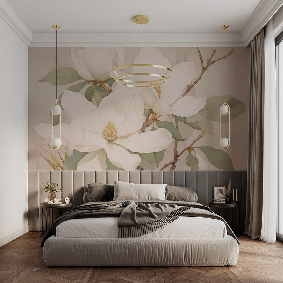 Pintura de flores brancas