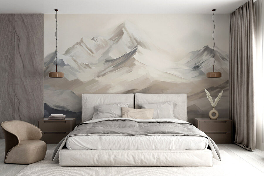 Pintura de uma cadeia de montanhas