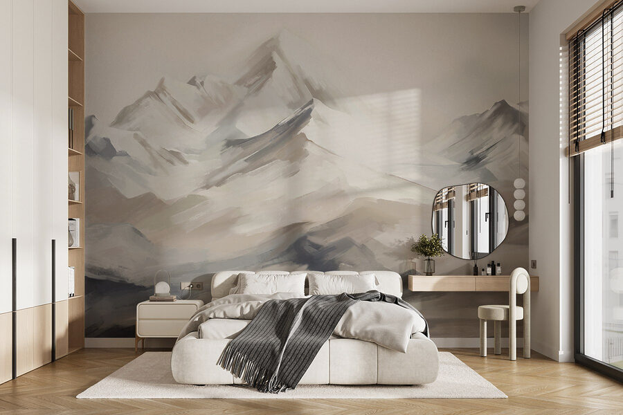 Pintura de uma cadeia de montanhas