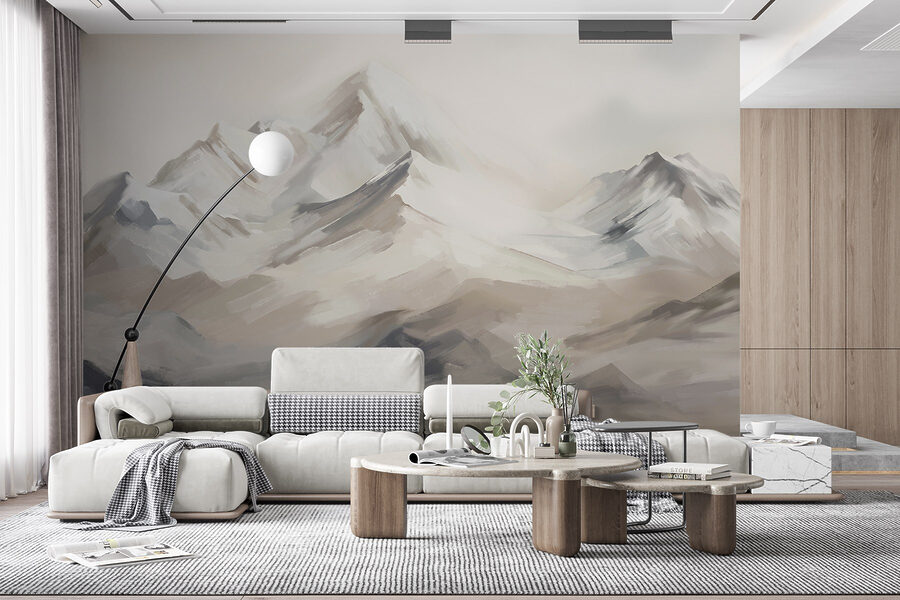 Pintura de uma cadeia de montanhas
