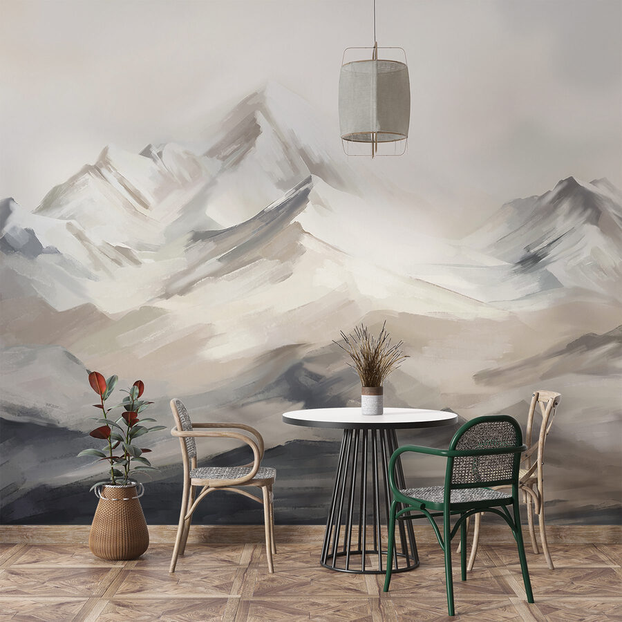 Pintura de uma cadeia de montanhas