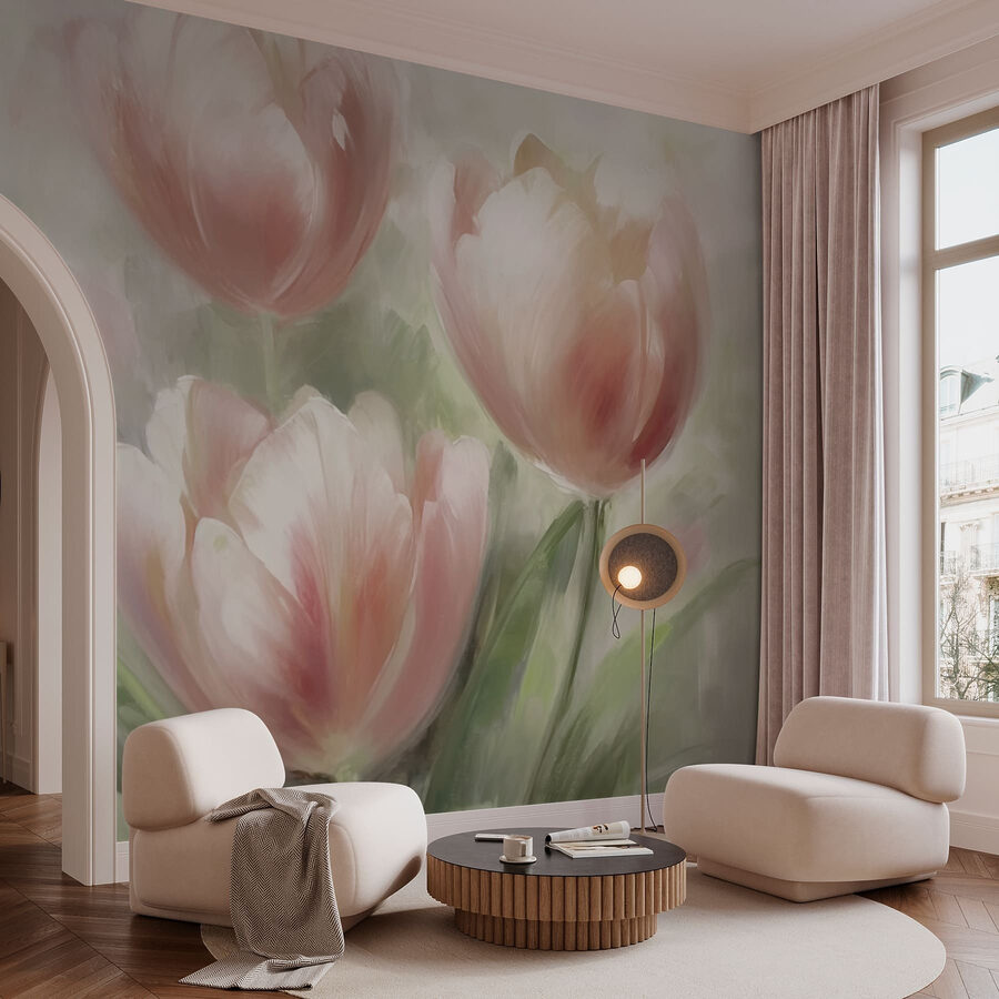 Pintura de flores cor-de-rosa