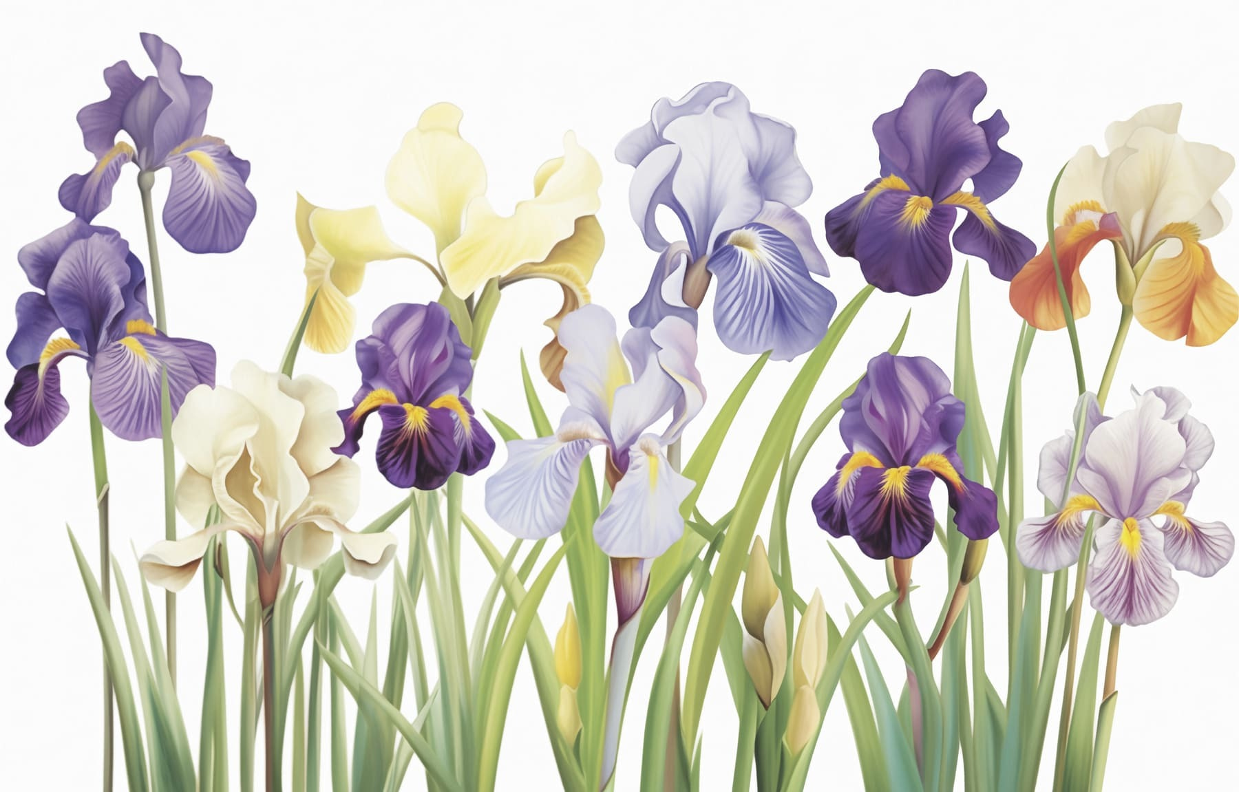 Group of purple and white flowers