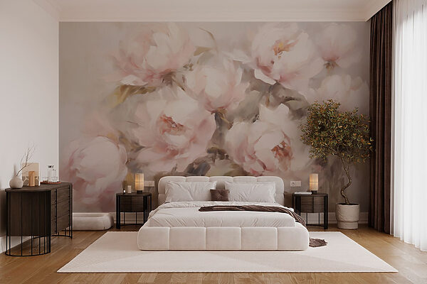 Pintura de flores sobre um fundo branco Pintura de flores sobre um fundo branco