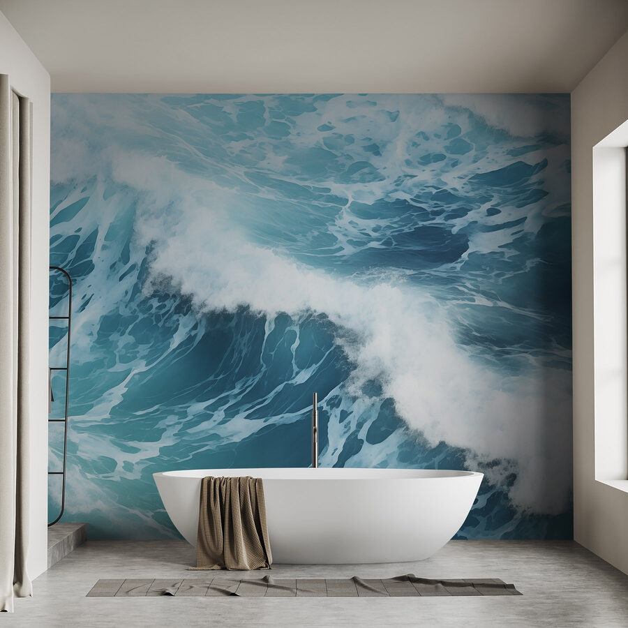 Papel de parede Ondas a bater ondas com espuma branca e espumosa - Image 2