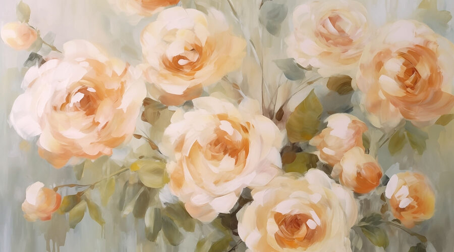 Pintura de flores sobre uma superfície branca