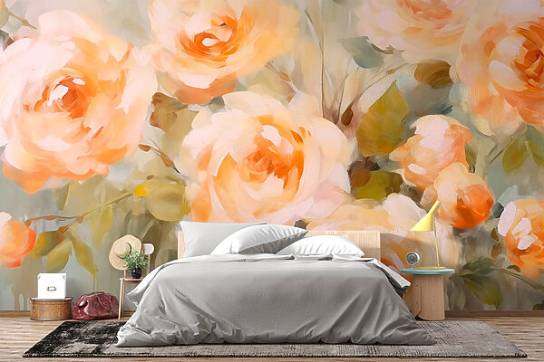 Pintura de flores sobre uma superfície branca Pintura de flores sobre uma superfície branca