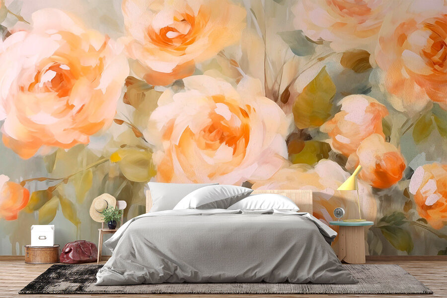 Pintura de flores sobre uma superfície branca