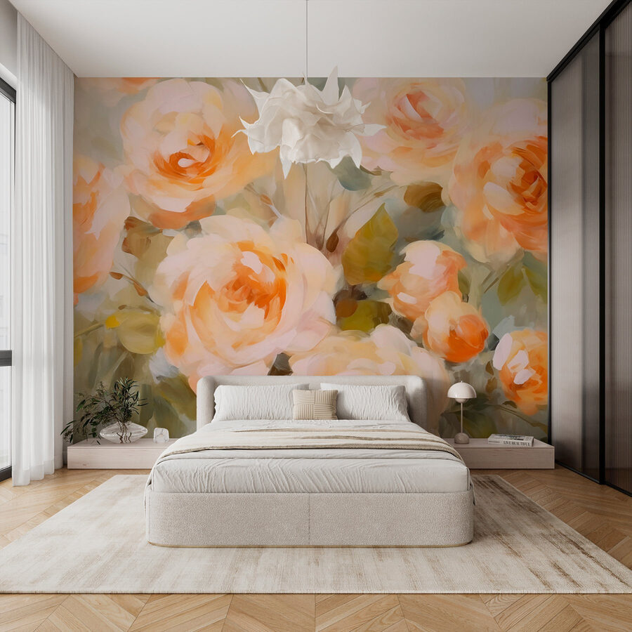 Pintura de flores sobre uma superfície branca
