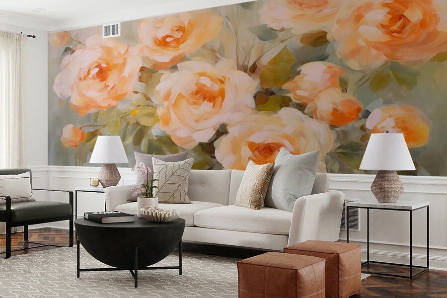 Pintura de flores sobre uma superfície branca