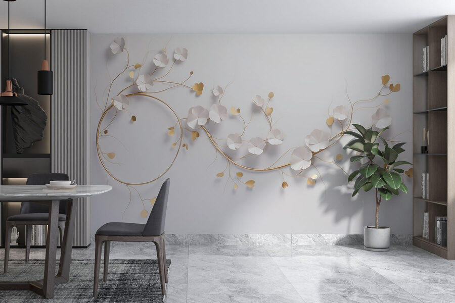 Decoração floral elegante numa parede