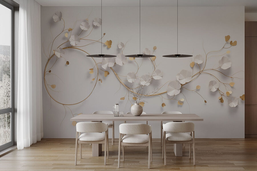 Decoração floral elegante numa parede