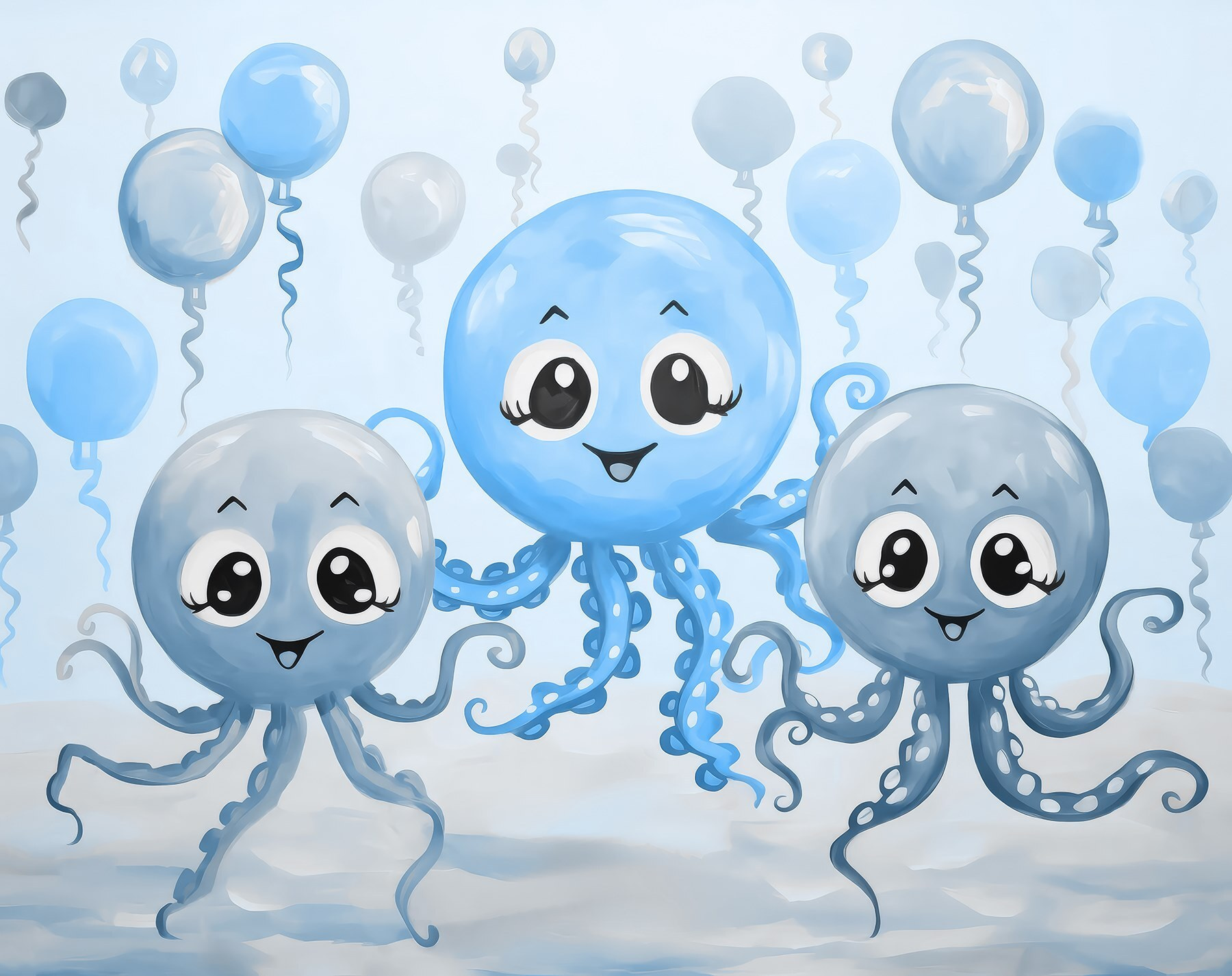 Group of octopuses with balloons Group of octopuses with balloons