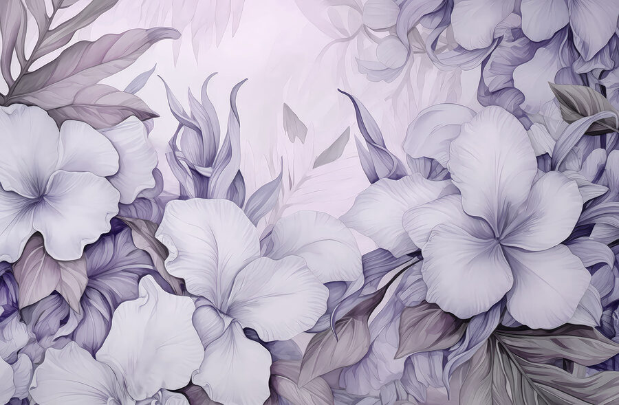 Flores delicadas em tons pastel suaves.