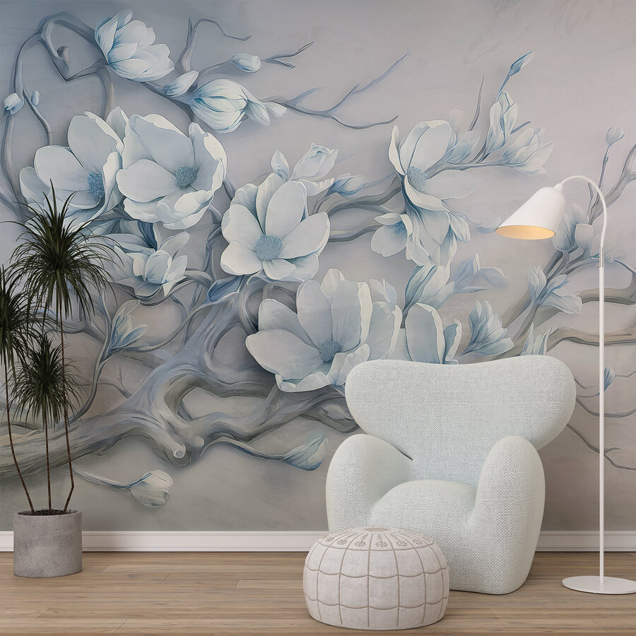 Papel de parede Flores brancas num ramo