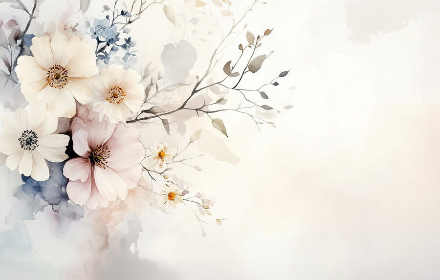 Pintura de flores sobre um fundo branco