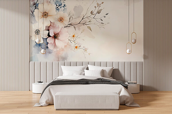 Pintura de flores sobre um fundo branco Pintura de flores sobre um fundo branco