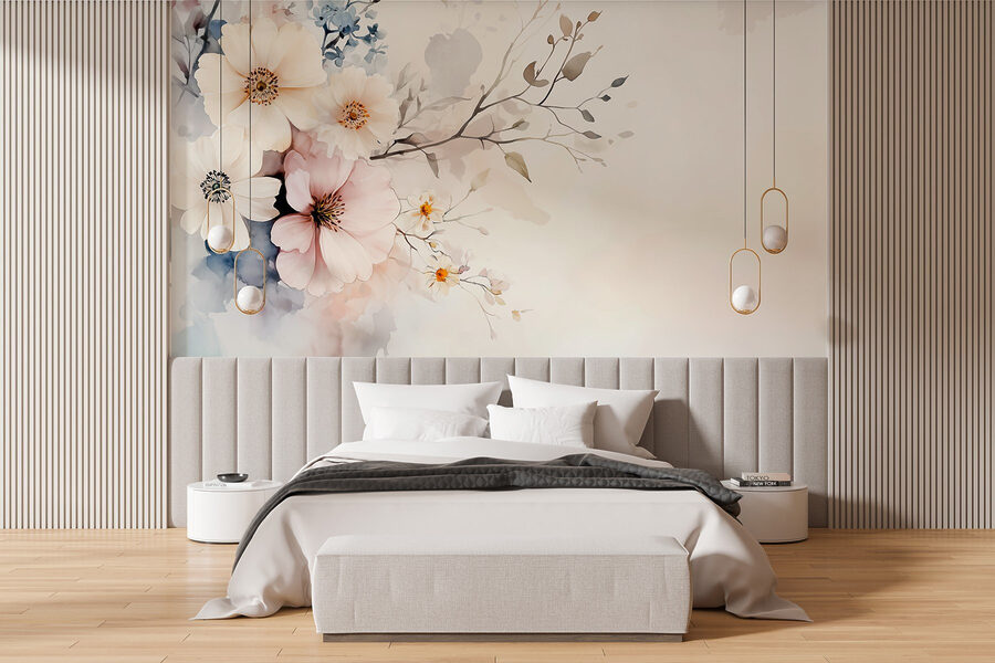 Pintura de flores sobre um fundo branco