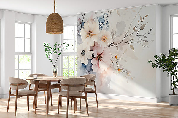 Pintura de flores sobre um fundo branco Pintura de flores sobre um fundo branco