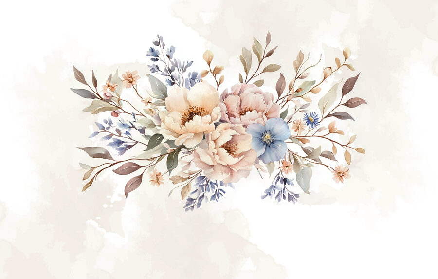Bouquet de flores sobre um fundo branco