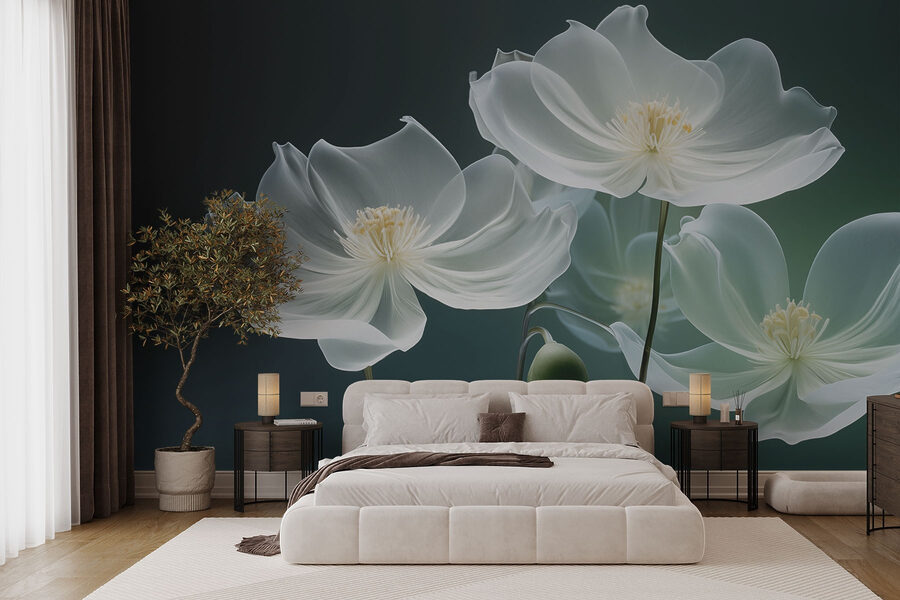 Flores delicadas em tons suaves.