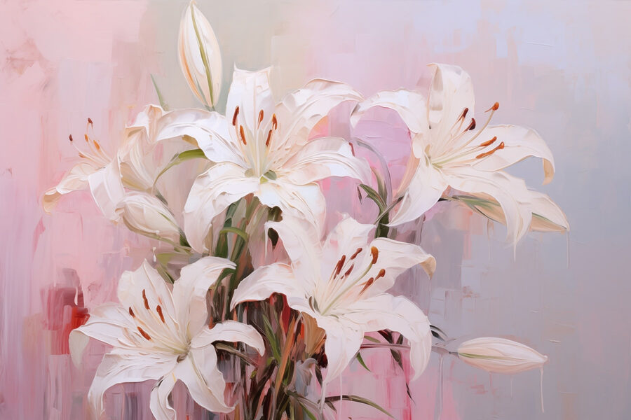Pintura de flores brancas