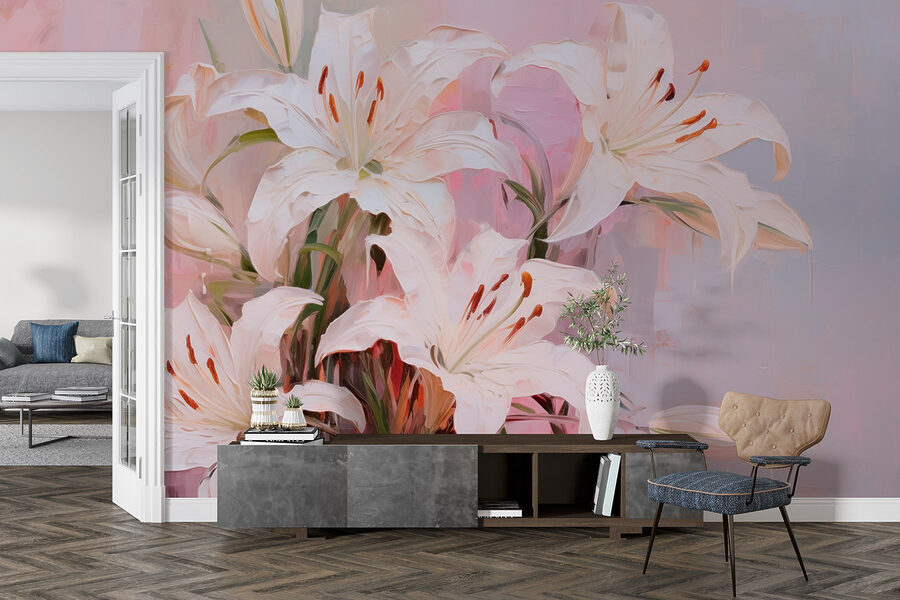 Pintura de flores brancas