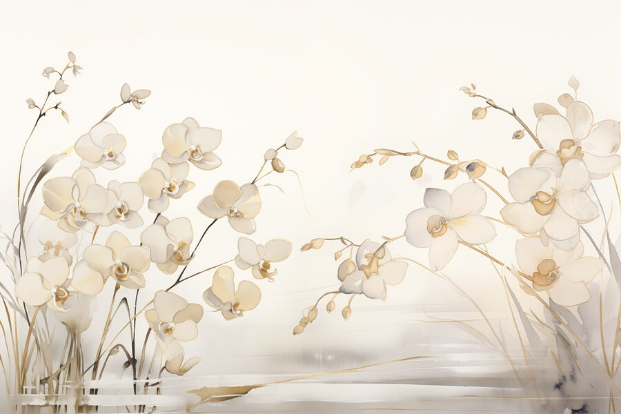Pintura de flores brancas