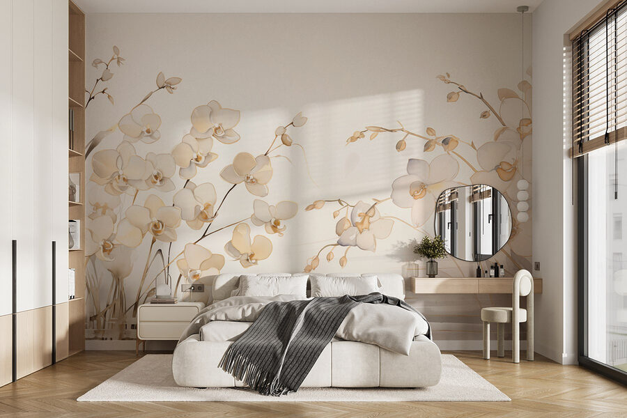 Pintura de flores brancas
