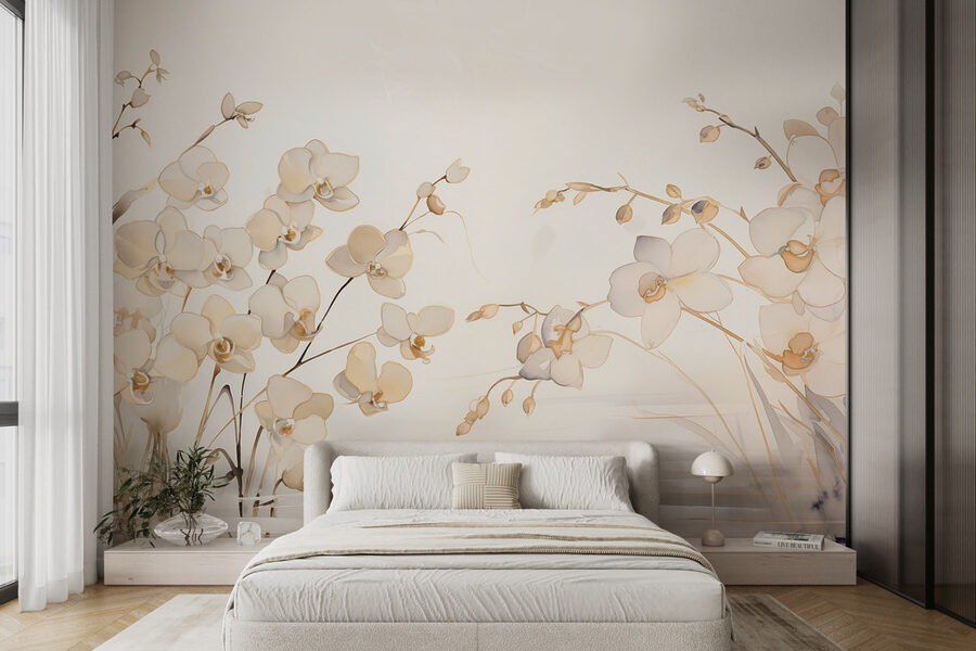 Pintura de flores brancas