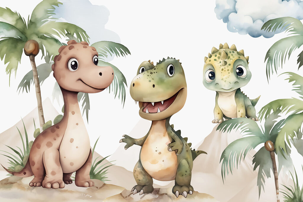 Grupo de dinossauros de pé sobre rochas Grupo de dinossauros de pé sobre rochas